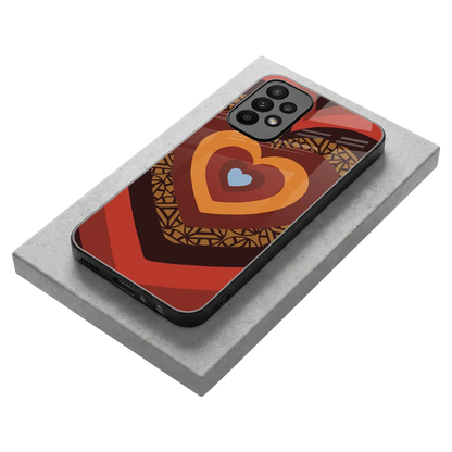 Y2K Caramel Crush Hearts stylish phone case for samsung galaxy a23 | glossy glass and slim fit