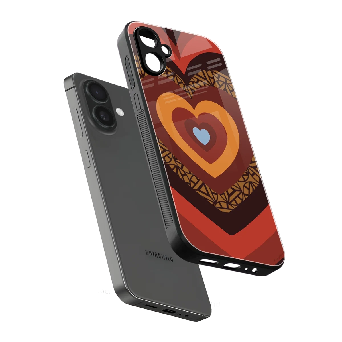 Y2K Caramel Crush Hearts sleek samsung galaxy a06 5g cover with tempered glass back and TPU edges