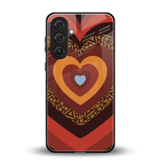 Y2K Caramel Crush Hearts back phone cover | glass case for samsung galaxy m36 5g