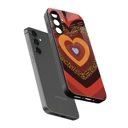 Y2K Caramel Crush Hearts sleek samsung galaxy a14 5g cover with tempered glass back and TPU edges