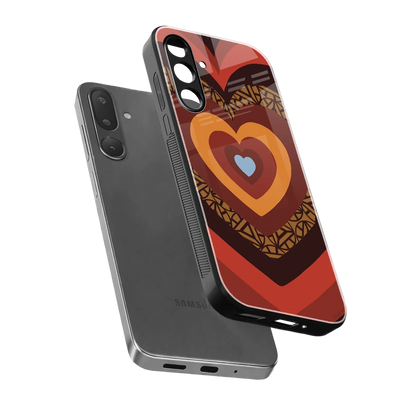 Y2K Caramel Crush Hearts sleek samsung galaxy m56 5g cover with tempered glass back and TPU edges