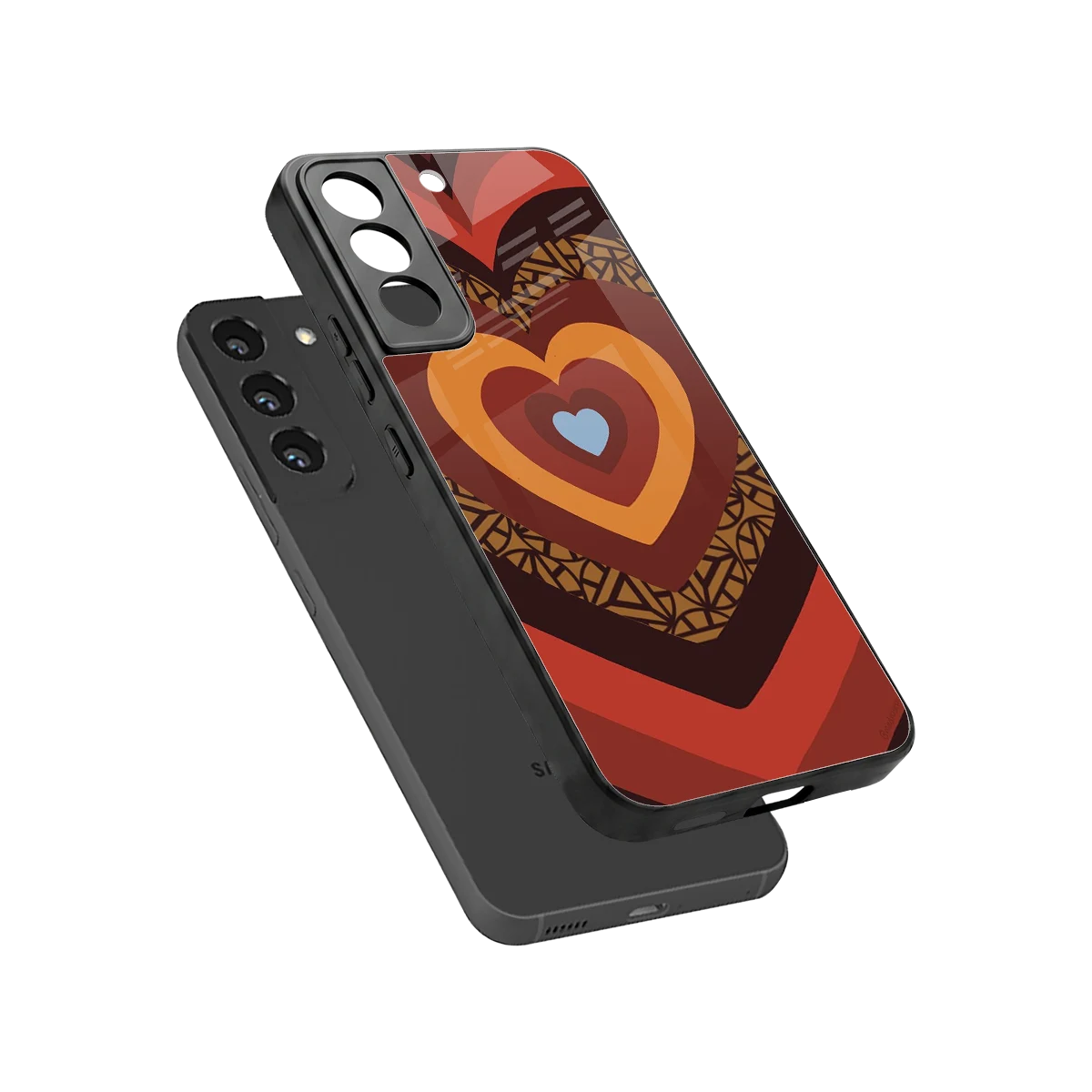 Y2K Caramel Crush Hearts sleek samsung galaxy s22 cover with tempered glass back and TPU edges