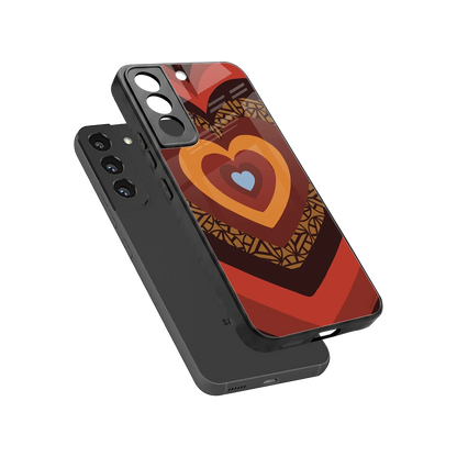 Y2K Caramel Crush Hearts sleek samsung galaxy s22 cover with tempered glass back and TPU edges