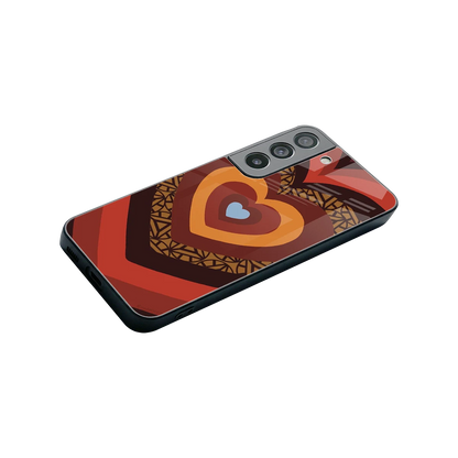 Y2K Caramel Crush Hearts stylish phone case for samsung galaxy s22 | glossy glass and slim fit