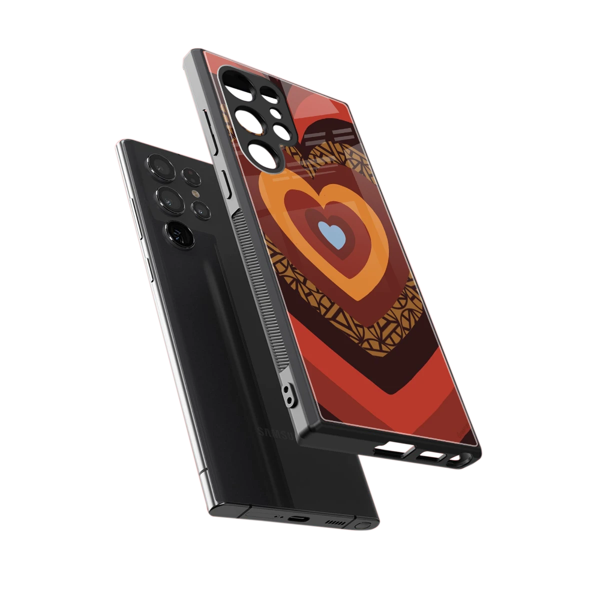 Y2K Caramel Crush Hearts sleek samsung galaxy s24 ultra cover with tempered glass back and TPU edges