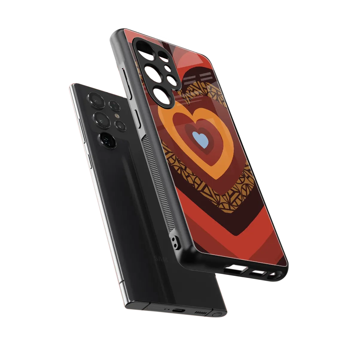 Y2K Caramel Crush Hearts sleek samsung galaxy s25 ultra cover with tempered glass back and TPU edges