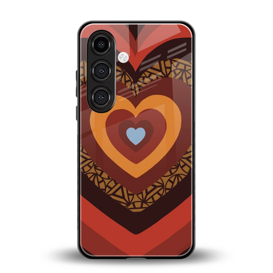 Y2K Caramel Crush Hearts back phone cover | glass case for samsung galaxy s26
