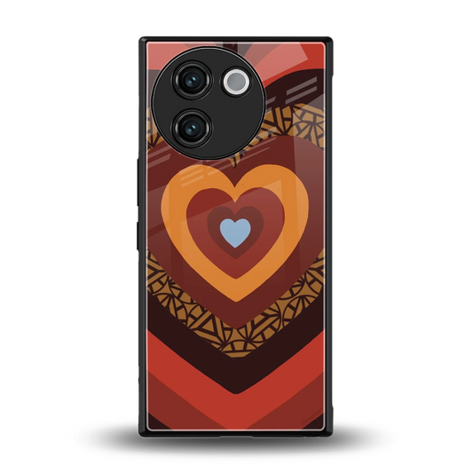 Y2K Caramel Crush Hearts back phone cover | glass case for vivo v30e
