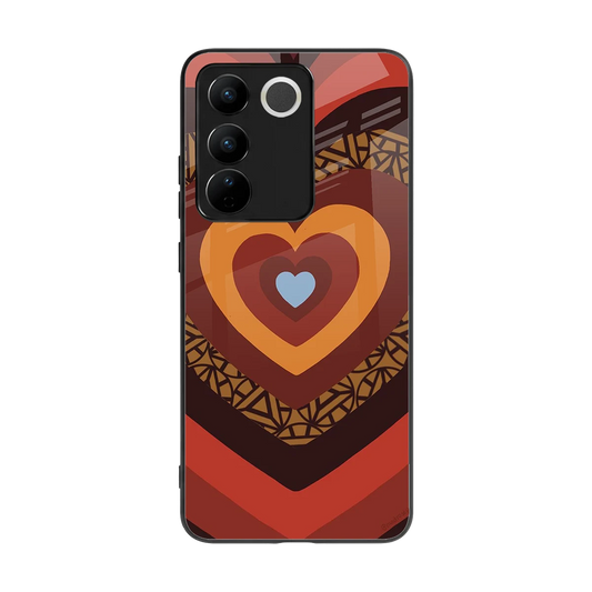 Y2K Caramel Crush Hearts back phone cover | glass case for vivo v27 5g