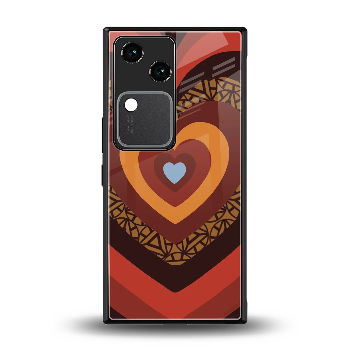 Y2K Caramel Crush Hearts back phone cover | glass case for vivo v30