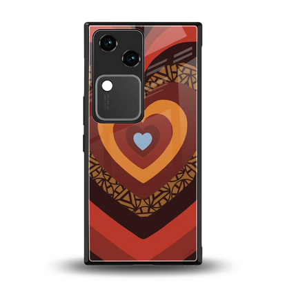 Y2K Caramel Crush Hearts back phone cover | glass case for vivo v30