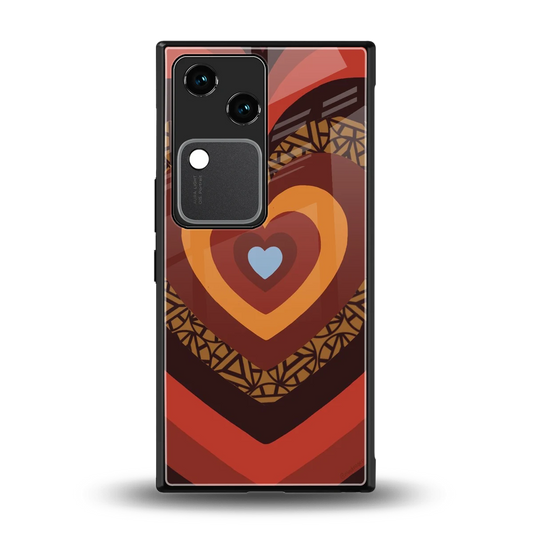 Y2K Caramel Crush Hearts back phone cover | glass case for vivo v30