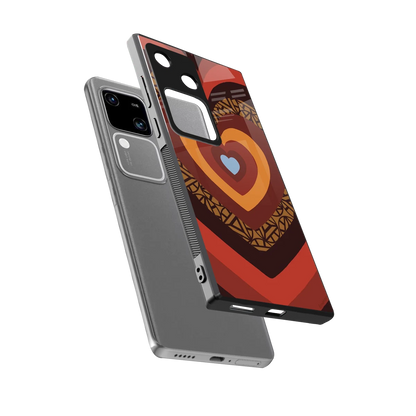 Y2K Caramel Crush Hearts sleek vivo v30 cover with tempered glass back and TPU edges