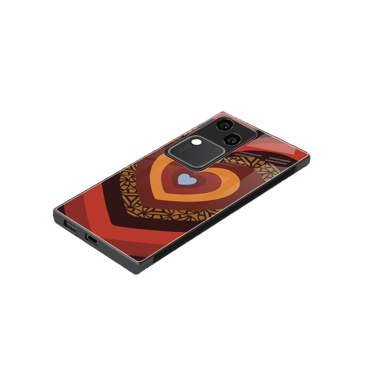 Y2K Caramel Crush Hearts stylish phone case for vivo v30 | glossy glass and slim fit