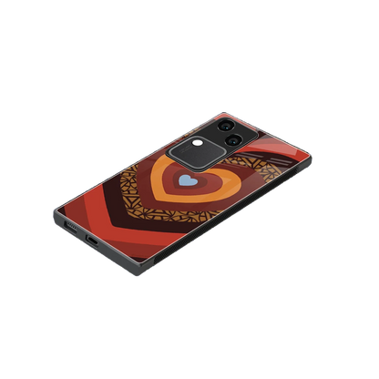 Y2K Caramel Crush Hearts stylish phone case for vivo v30 | glossy glass and slim fit