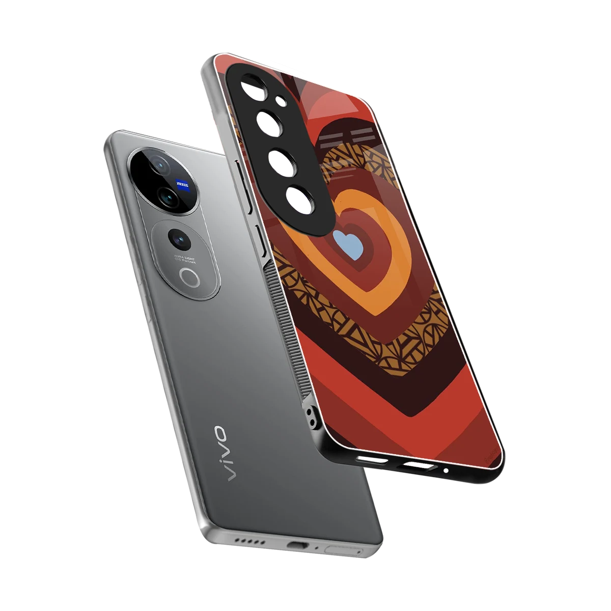 Y2K Caramel Crush Hearts sleek vivo v40 pro cover with tempered glass back and TPU edges