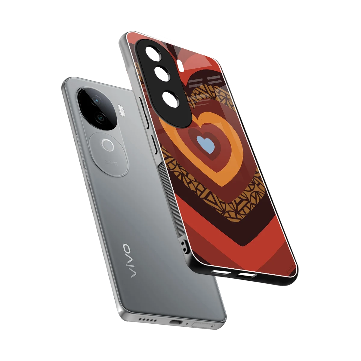 Y2K Caramel Crush Hearts sleek vivo v40e cover with tempered glass back and TPU edges