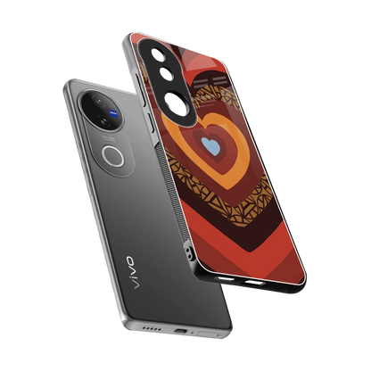 Y2K Caramel Crush Hearts sleek vivo v50 cover with tempered glass back and TPU edges