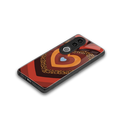 Y2K Caramel Crush Hearts stylish phone case for vivo v50 | glossy glass and slim fit