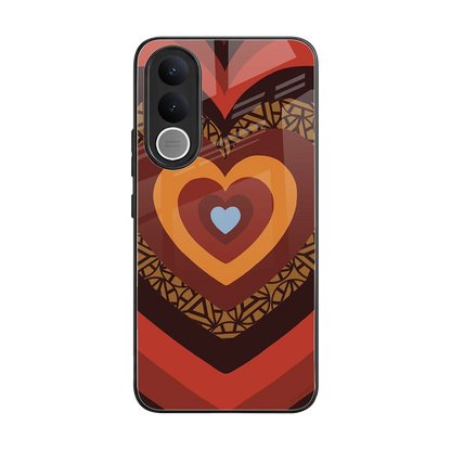 Y2K Caramel Crush Hearts back phone cover | glass case for vivo v70 fe