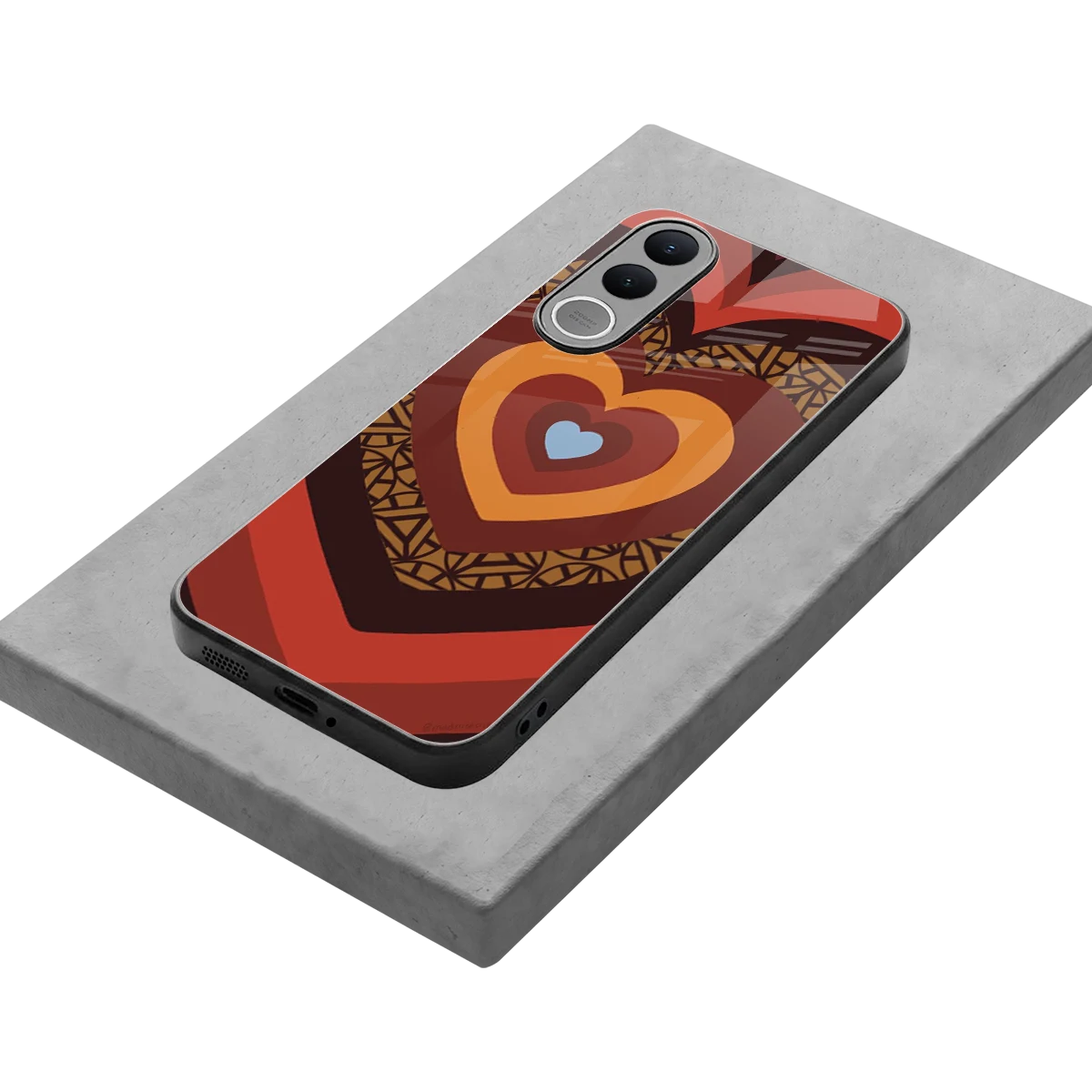 Y2K Caramel Crush Hearts stylish phone case for vivo v70 fe | glossy glass and slim fit