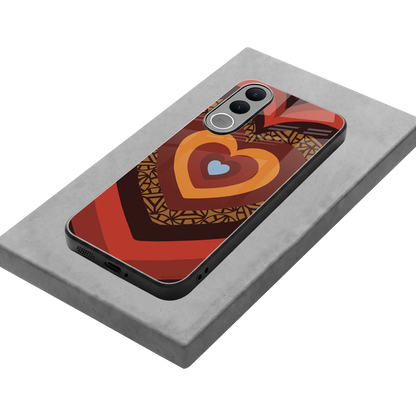 Y2K Caramel Crush Hearts stylish phone case for vivo v70 fe | glossy glass and slim fit