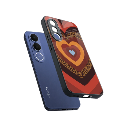 Y2K Caramel Crush Hearts sleek vivo v70 fe cover with tempered glass back and TPU edges