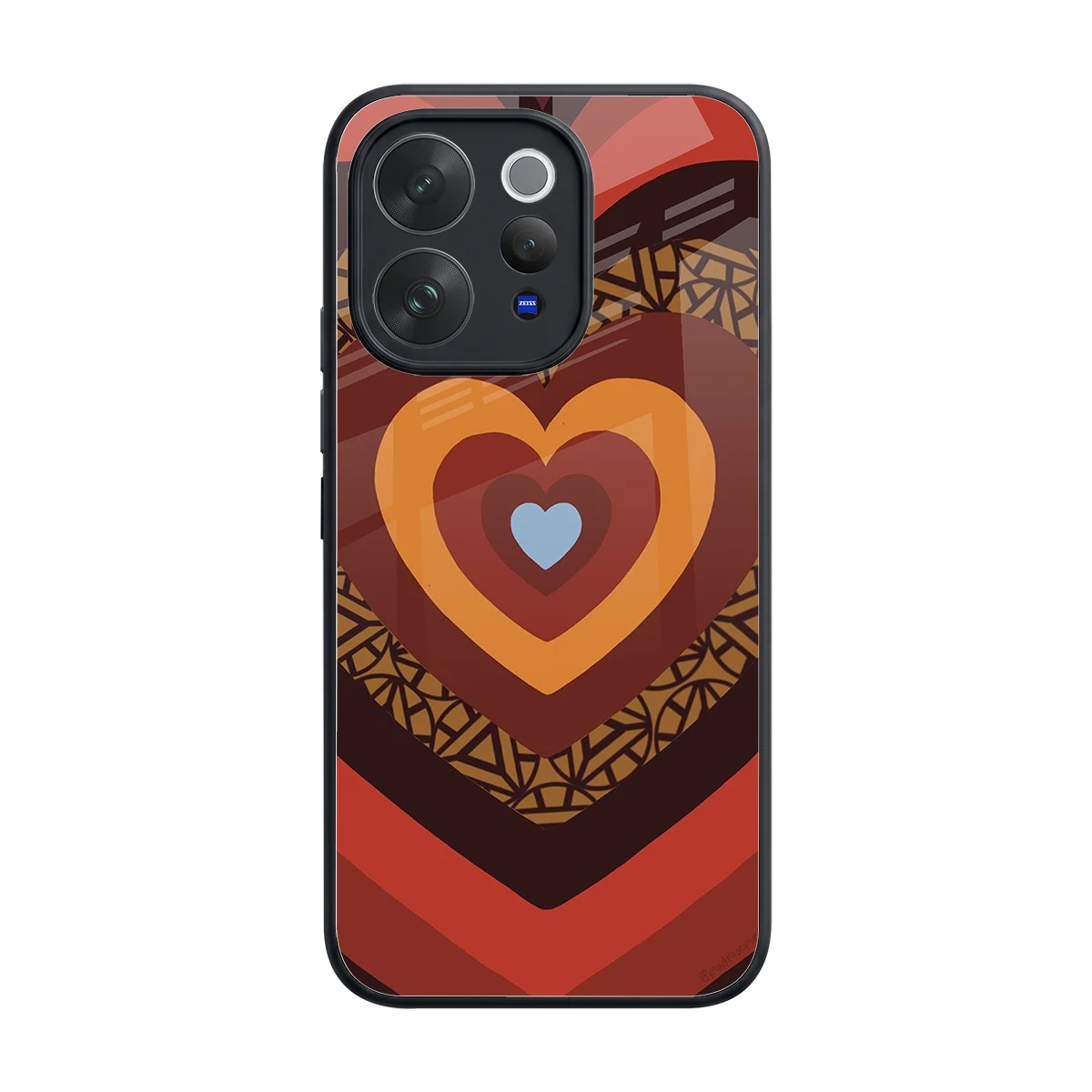 Y2K Caramel Crush Hearts back phone cover | glass case for vivo v70 elite