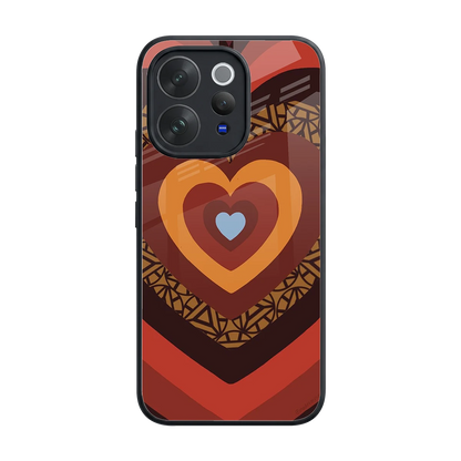 Y2K Caramel Crush Hearts back phone cover | glass case for vivo v70 elite