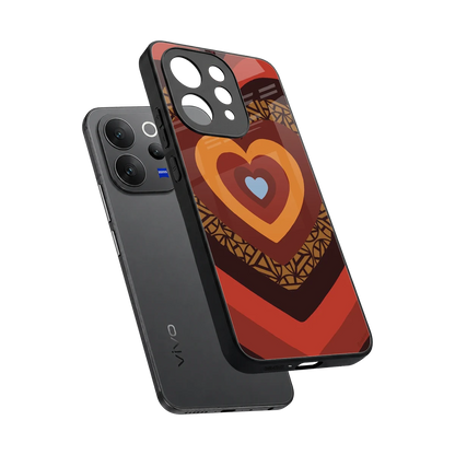 Y2K Caramel Crush Hearts sleek vivo v70 cover with tempered glass back and TPU edges