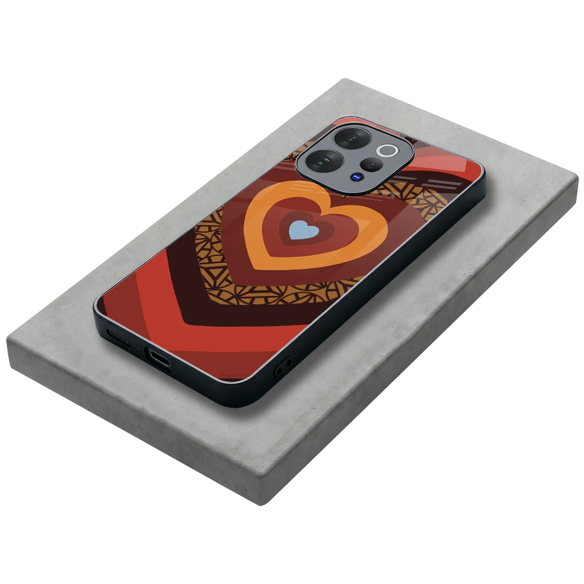 Y2K Caramel Crush Hearts stylish phone case for vivo v70 | glossy glass and slim fit