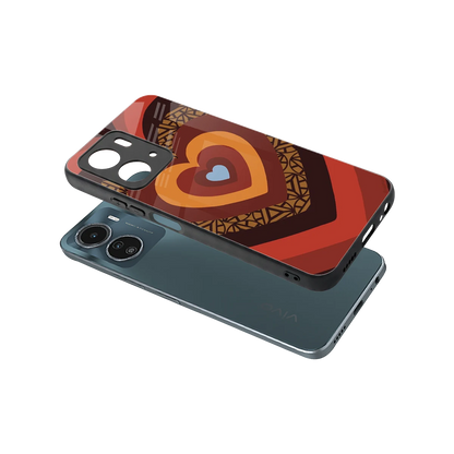 Y2K Caramel Crush Hearts sleek vivo y16 cover with tempered glass back and TPU edges