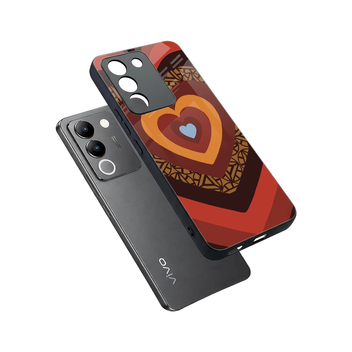Y2K Caramel Crush Hearts sleek vivo y200 5g cover with tempered glass back and TPU edges