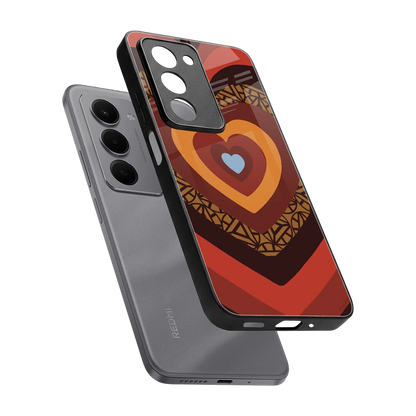 Y2K Caramel Crush Hearts sleek redmi 15 5g cover with tempered glass back and TPU edges