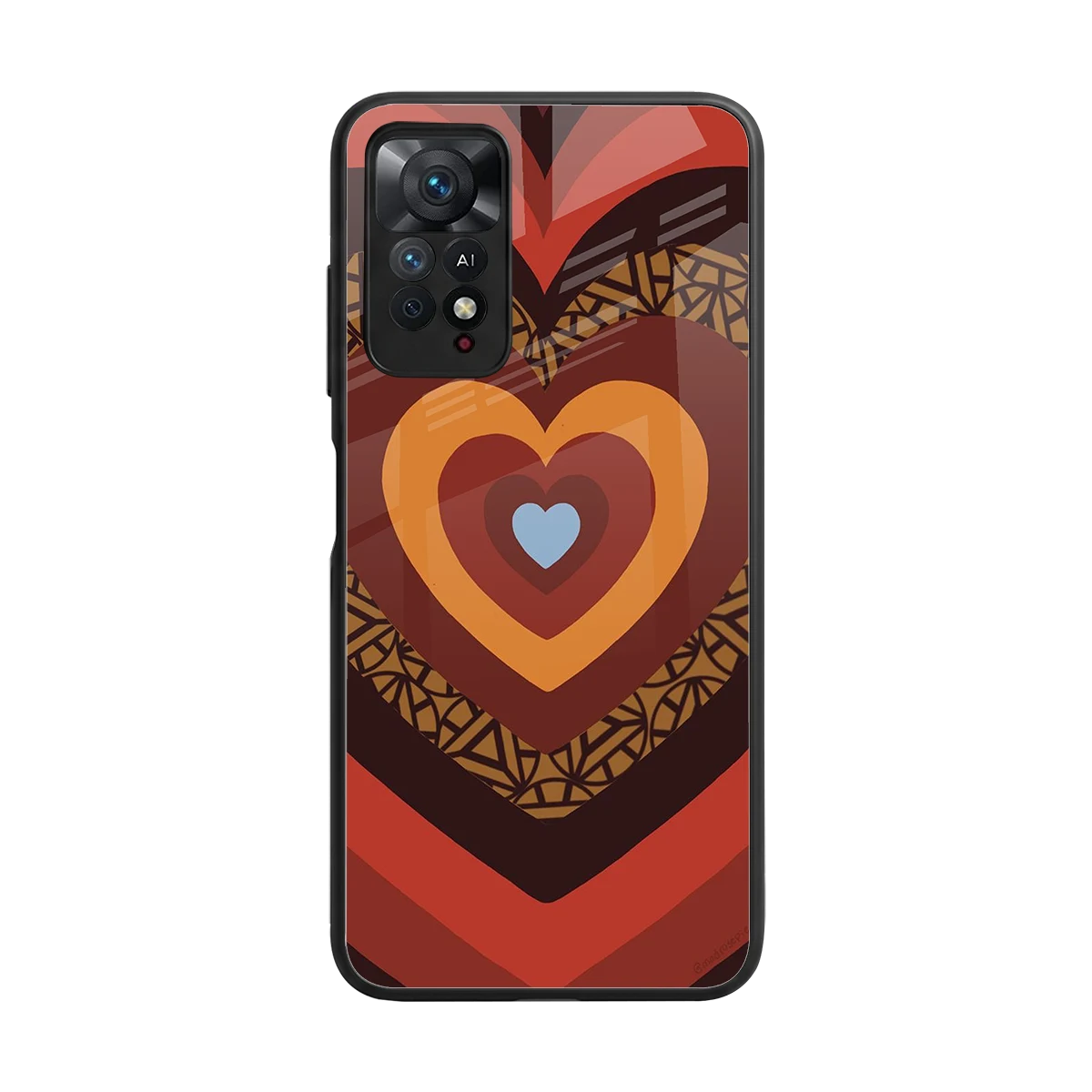 Y2K Caramel Crush Hearts back phone cover | glass case for redmi note 11 pro