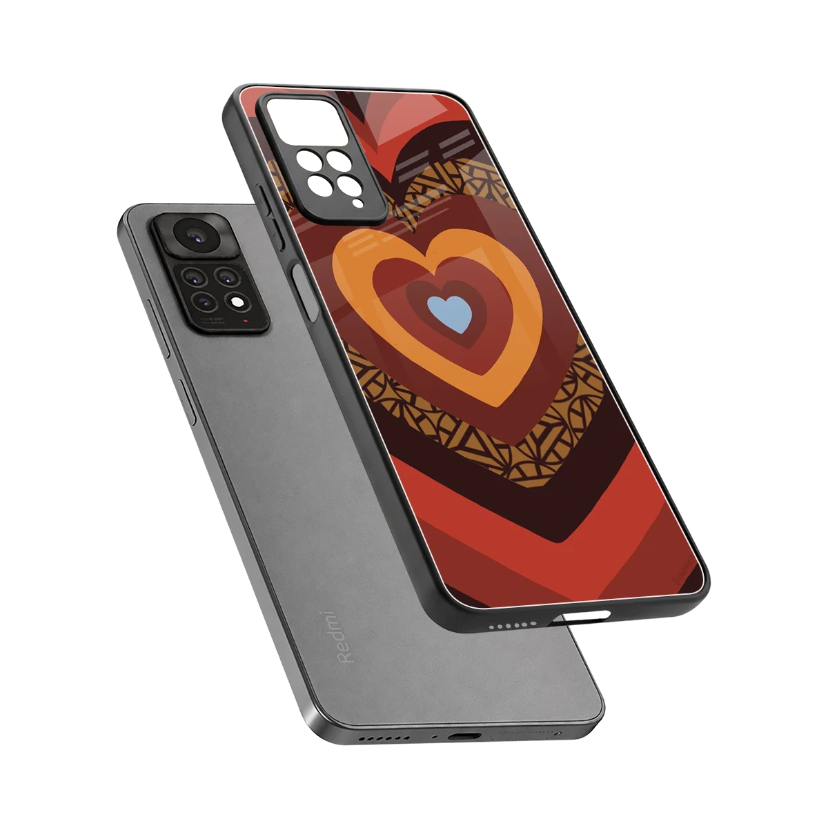 Y2K Caramel Crush Hearts sleek redmi note 11 pro cover with tempered glass back and TPU edges