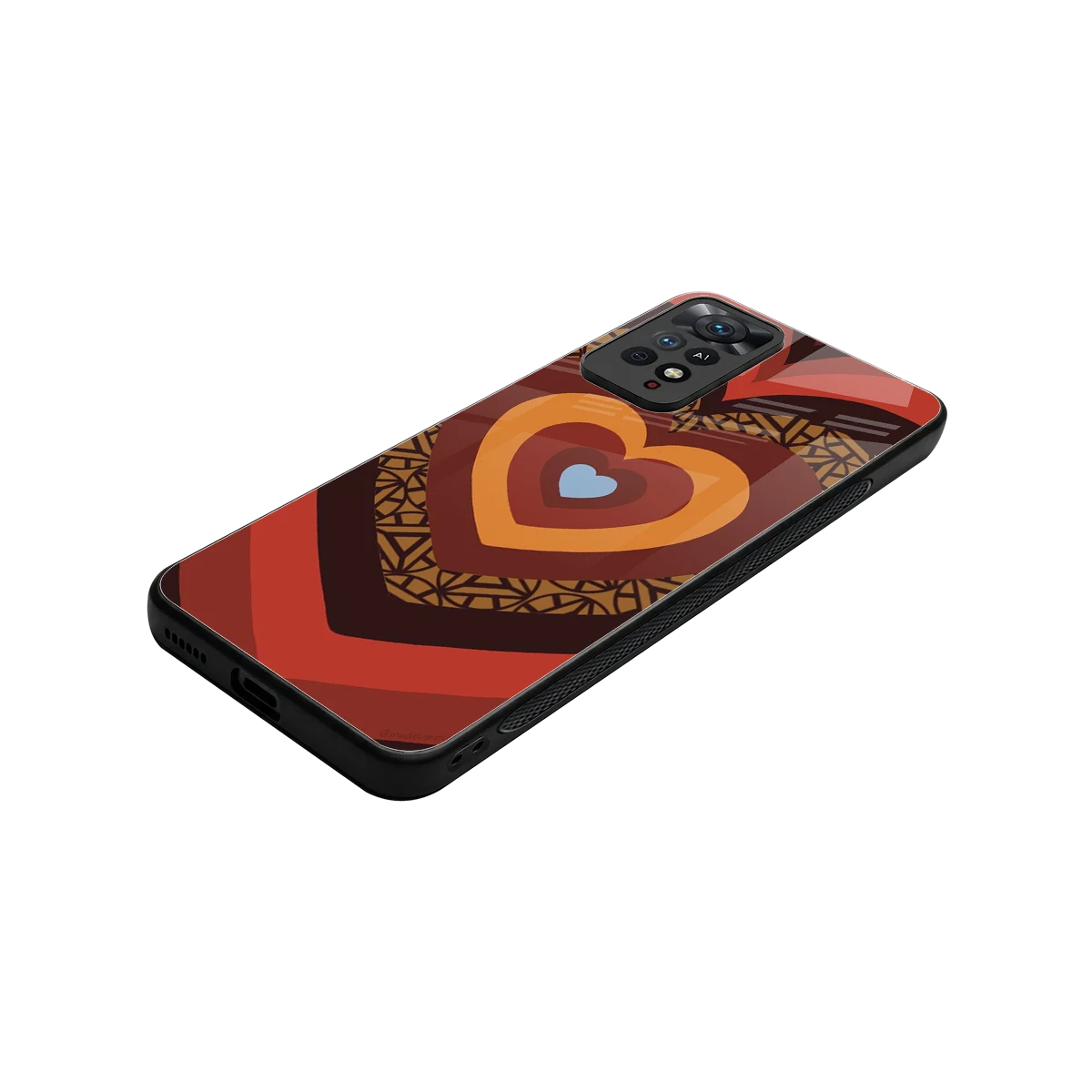 Y2K Caramel Crush Hearts stylish phone case for redmi note 11 pro | glossy glass and slim fit