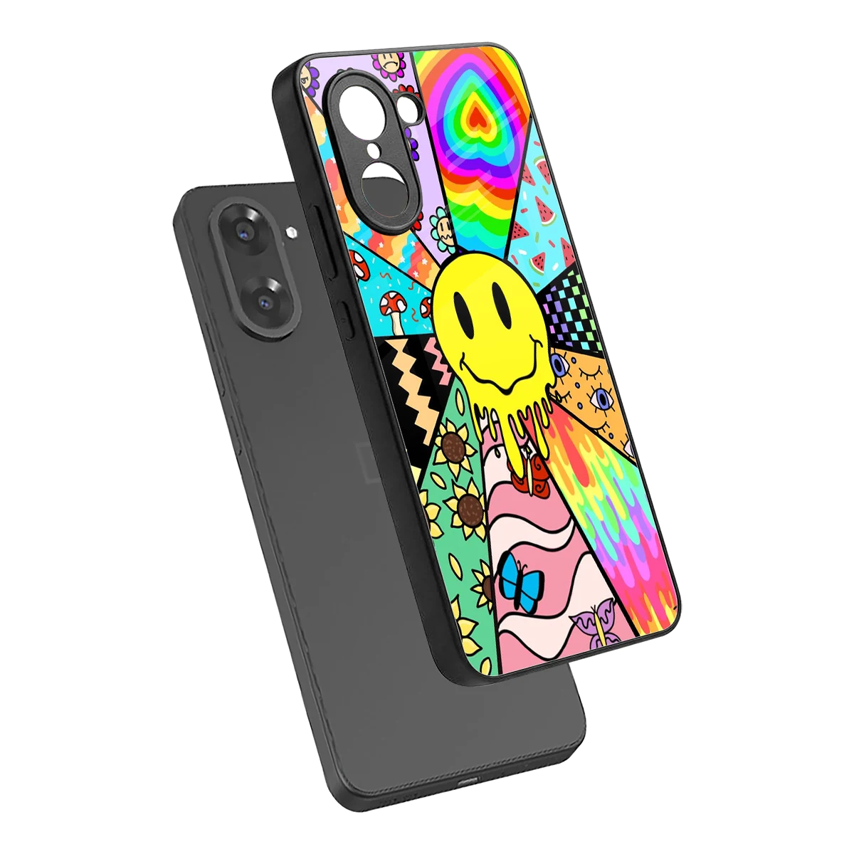 Y2K Doodle sleek oneplus nord ce5 5g cover with tempered glass back and TPU edges