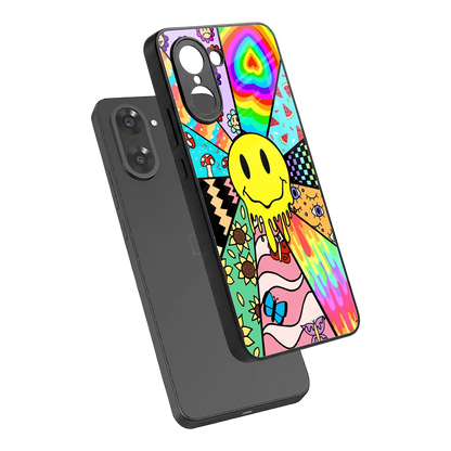 Y2K Doodle sleek oneplus nord ce5 5g cover with tempered glass back and TPU edges