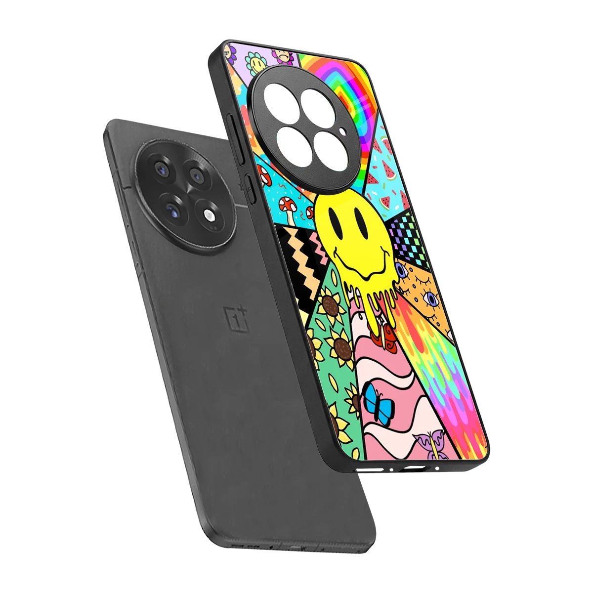Y2K Doodle sleek oneplus 13 cover with tempered glass back and TPU edges