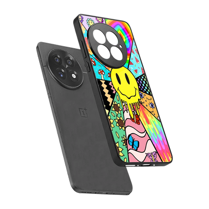 Y2K Doodle sleek oneplus 13 cover with tempered glass back and TPU edges