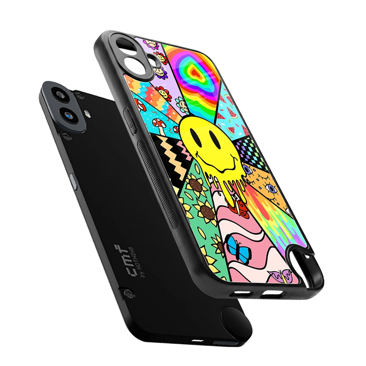 Y2K Doodle sleek cmf nothing phone 1 cover with tempered glass back and TPU edges