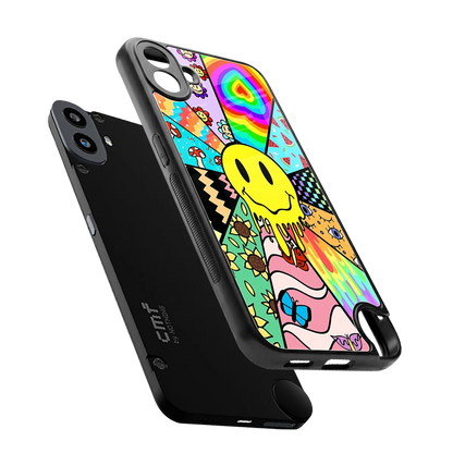 Y2K Doodle sleek cmf nothing phone 1 cover with tempered glass back and TPU edges