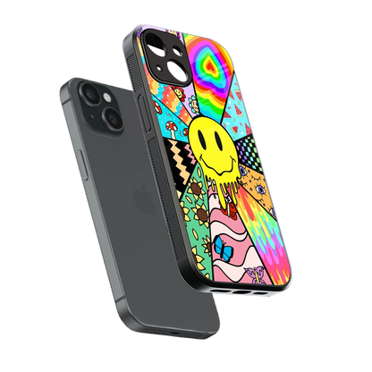 Y2K Doodle sleek iphone 12 mini cover with tempered glass back and TPU edges