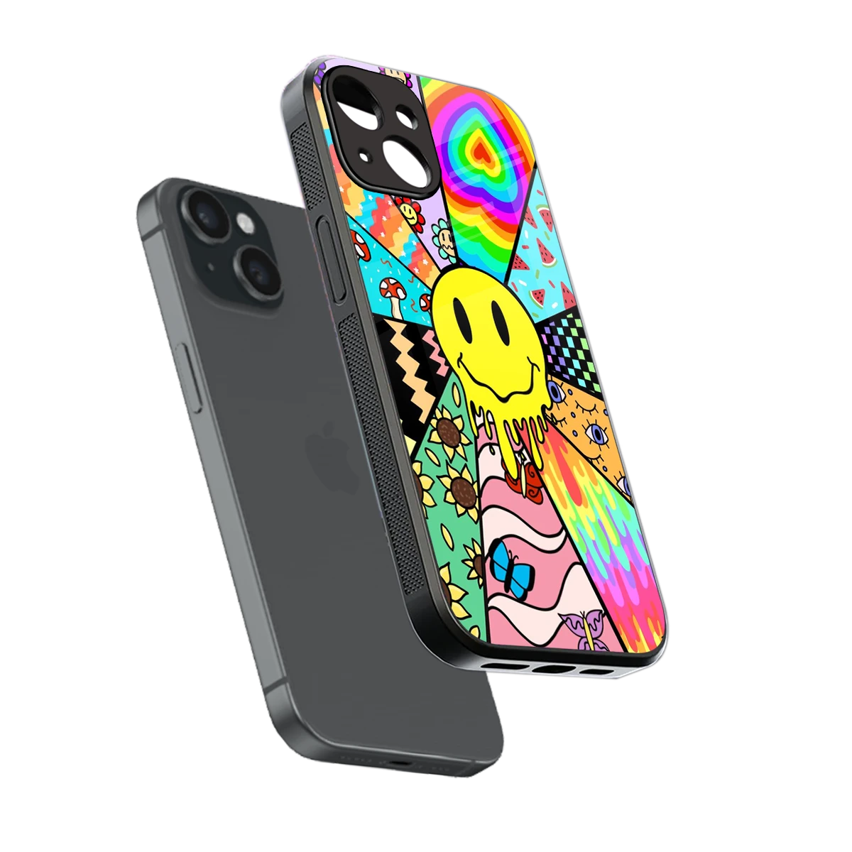Y2K Doodle sleek iphone 13 cover with tempered glass back and TPU edges