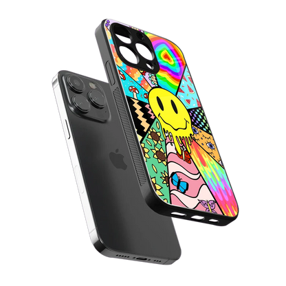 Y2K Doodle sleek iphone 15 pro max cover with tempered glass back and TPU edges