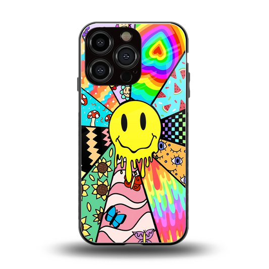 Y2K Doodle back phone cover | glass case for iphone 16 pro