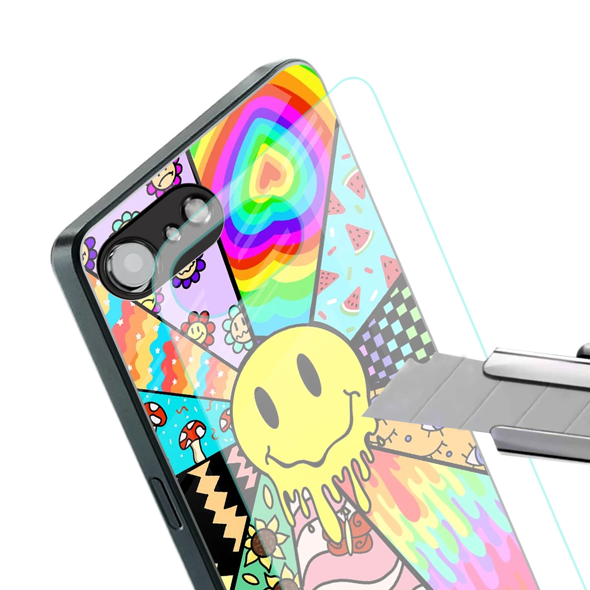 Y2K Doodle stylish phone case for iphone 17e | glossy glass and slim fit