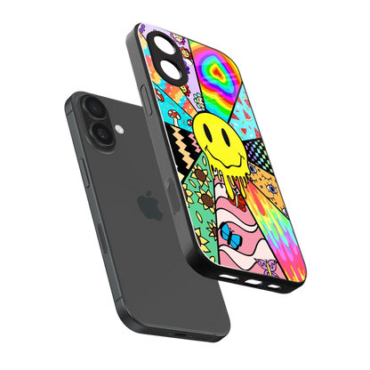 Y2K Doodle sleek iphone 17 cover with tempered glass back and TPU edges