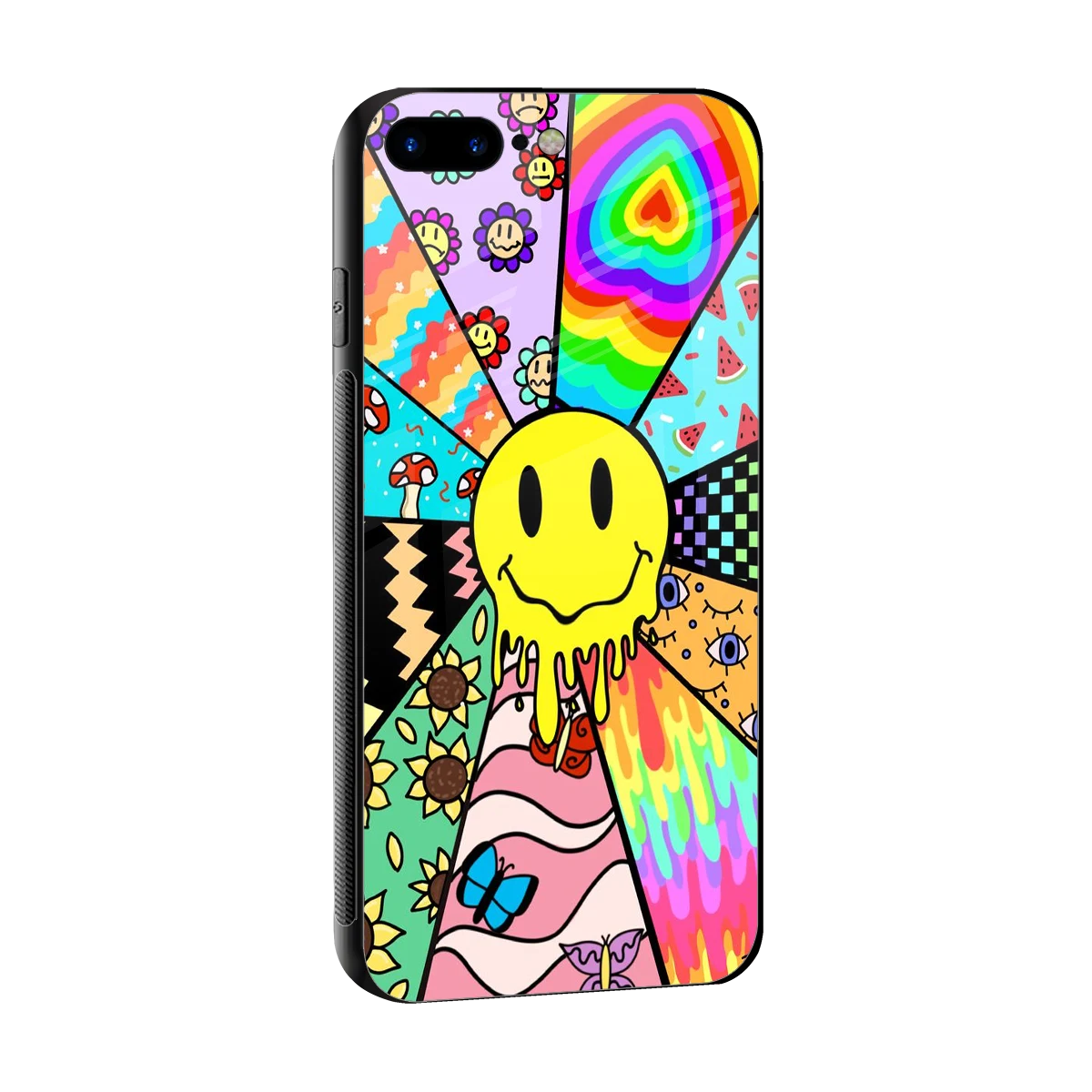 Y2K Doodle sleek iphone 8 plus cover with tempered glass back and TPU edges